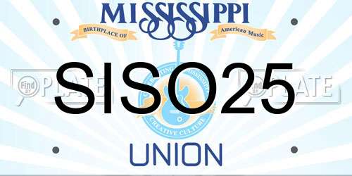 SISO25 Mississippi License Plate