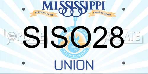 SISO28 Mississippi License Plate