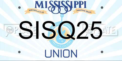 SISQ25 Mississippi License Plate