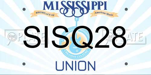 SISQ28 Mississippi License Plate