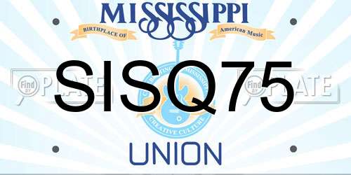 SISQ75 Mississippi License Plate