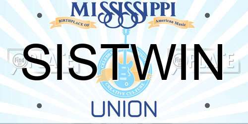 SISTWIN Mississippi License Plate