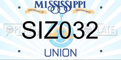SIZ032 Mississippi License Plate