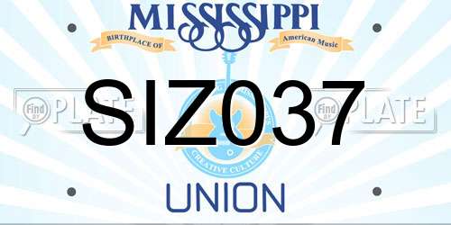 SIZ037 Mississippi License Plate