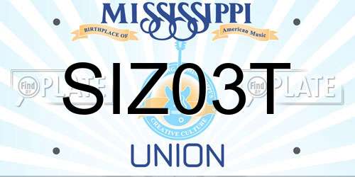 SIZ03T Mississippi License Plate