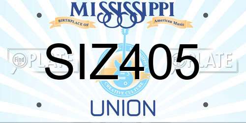 SIZ405 Mississippi License Plate