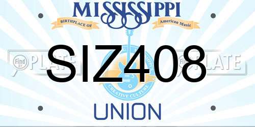 SIZ408 Mississippi License Plate