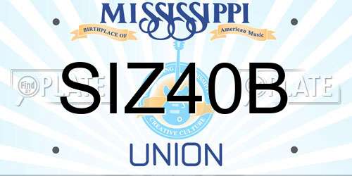 SIZ40B Mississippi License Plate