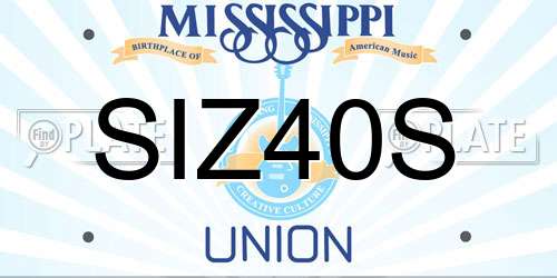 SIZ40S Mississippi License Plate