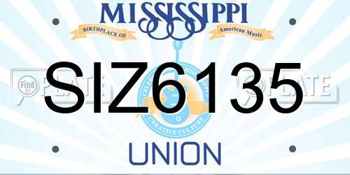 SIZ6135 Mississippi License Plate