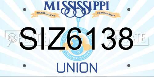 SIZ6138 Mississippi License Plate