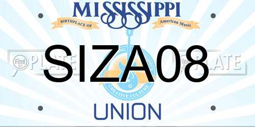 SIZA08 Mississippi License Plate
