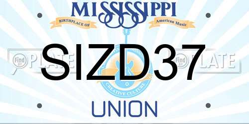 SIZD37 Mississippi License Plate