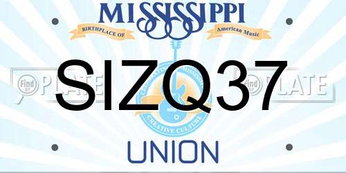 SIZQ37 Mississippi License Plate