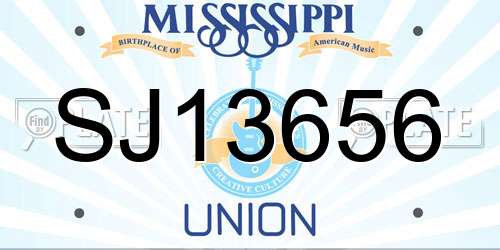 SJ13656 Mississippi License Plate