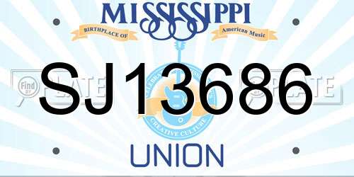 SJ13686 Mississippi License Plate