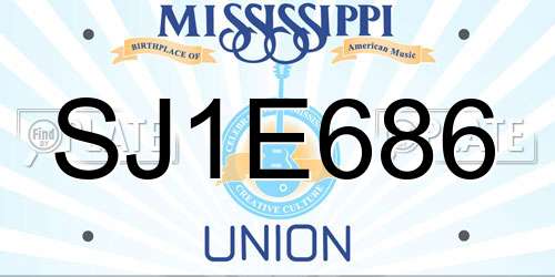 SJ1E686 Mississippi License Plate