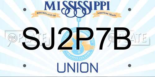 SJ2P7B Mississippi License Plate