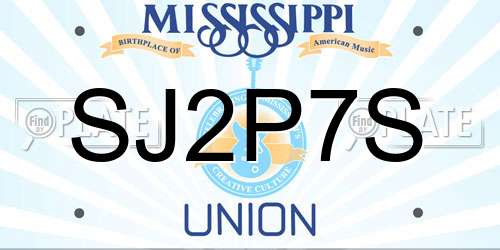 SJ2P7S Mississippi License Plate