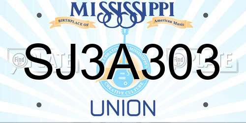 SJ3A303 Mississippi License Plate