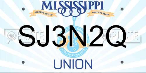 SJ3N2Q Mississippi License Plate