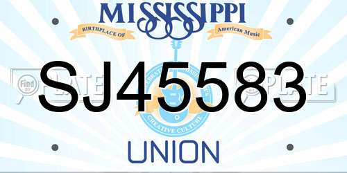 SJ45583 Mississippi License Plate