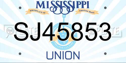 SJ45853 Mississippi License Plate