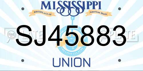 SJ45883 Mississippi License Plate