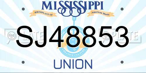 SJ48853 Mississippi License Plate