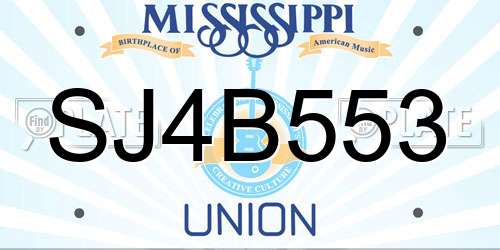 SJ4B553 Mississippi License Plate