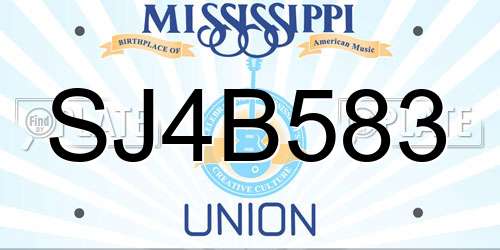 SJ4B583 Mississippi License Plate
