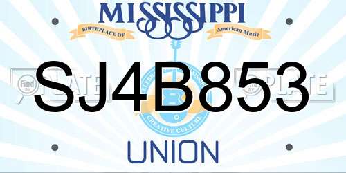 SJ4B853 Mississippi License Plate