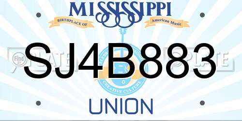 SJ4B883 Mississippi License Plate