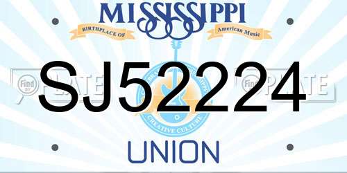 SJ52224 Mississippi License Plate