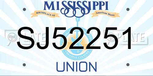 SJ52251 Mississippi License Plate