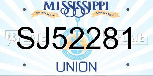SJ52281 Mississippi License Plate