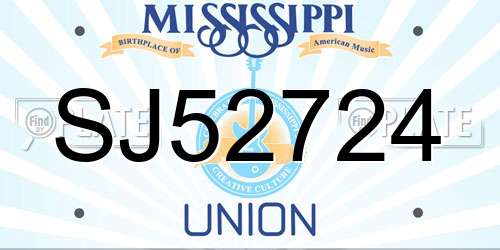 SJ52724 Mississippi License Plate
