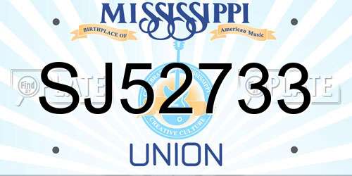 SJ52733 Mississippi License Plate