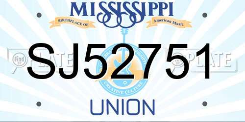 SJ52751 Mississippi License Plate