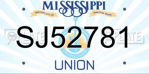 SJ52781 Mississippi License Plate