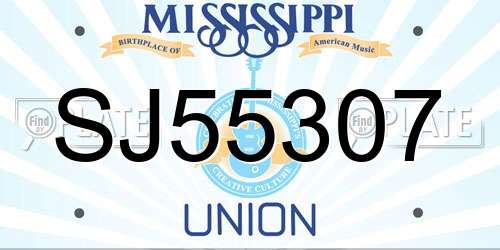 SJ55307 Mississippi License Plate