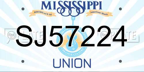 SJ57224 Mississippi License Plate