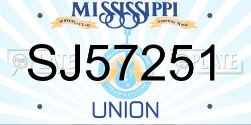SJ57251 Mississippi License Plate