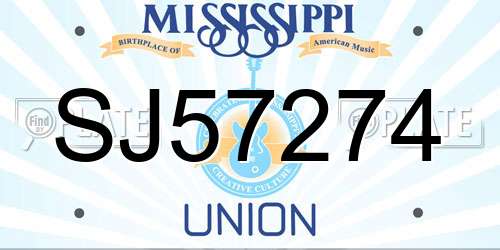 SJ57274 Mississippi License Plate