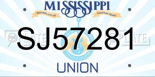 SJ57281 Mississippi License Plate