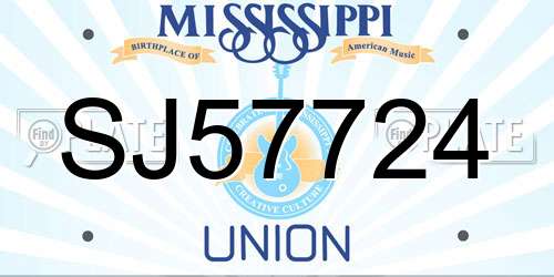 SJ57724 Mississippi License Plate