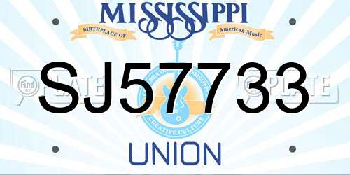 SJ57733 Mississippi License Plate