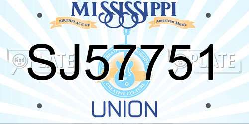 SJ57751 Mississippi License Plate