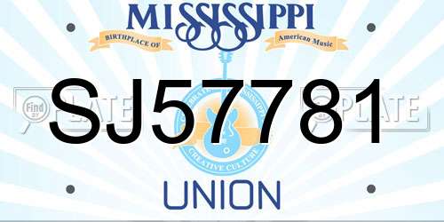 SJ57781 Mississippi License Plate