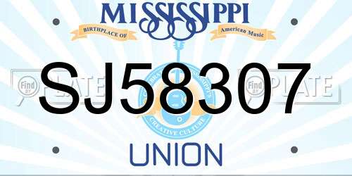 SJ58307 Mississippi License Plate